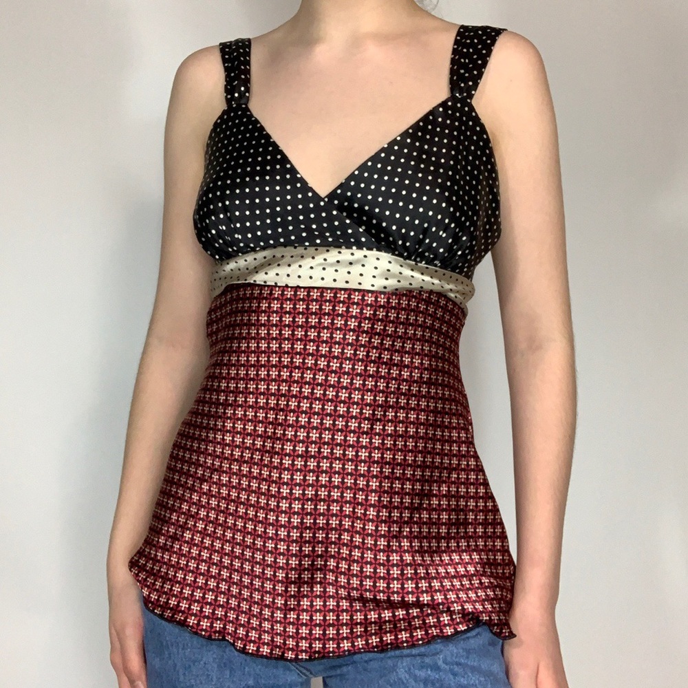 Satin patterned tank top by A. Byer